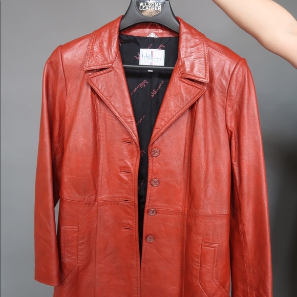 Wilson’s brown leather trench coat - Picture 3 of 6